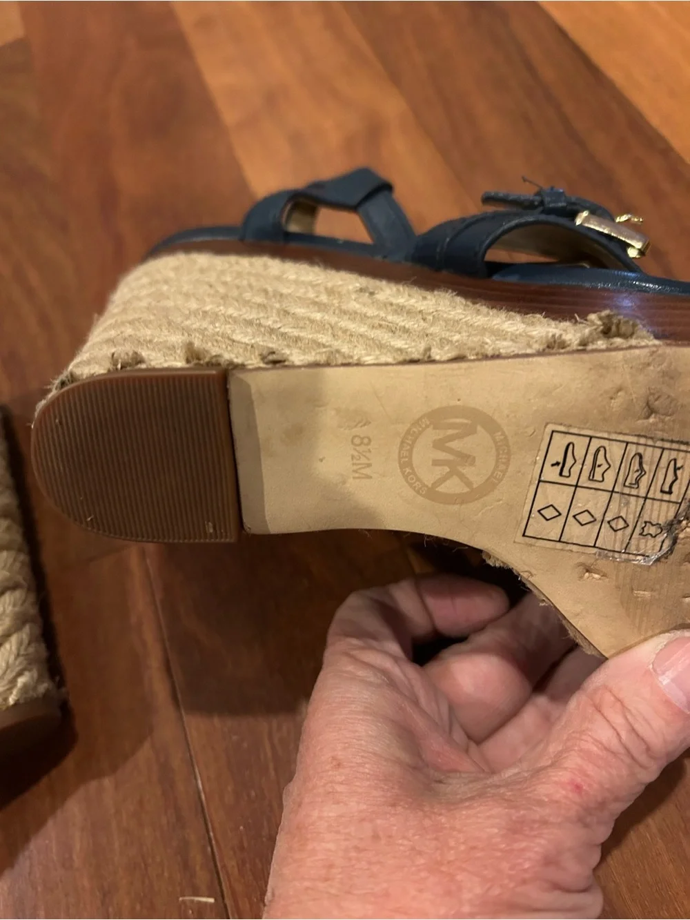 Michael Kors Wedge Espadrille Sandal MK Shoes Blue Size 8.5